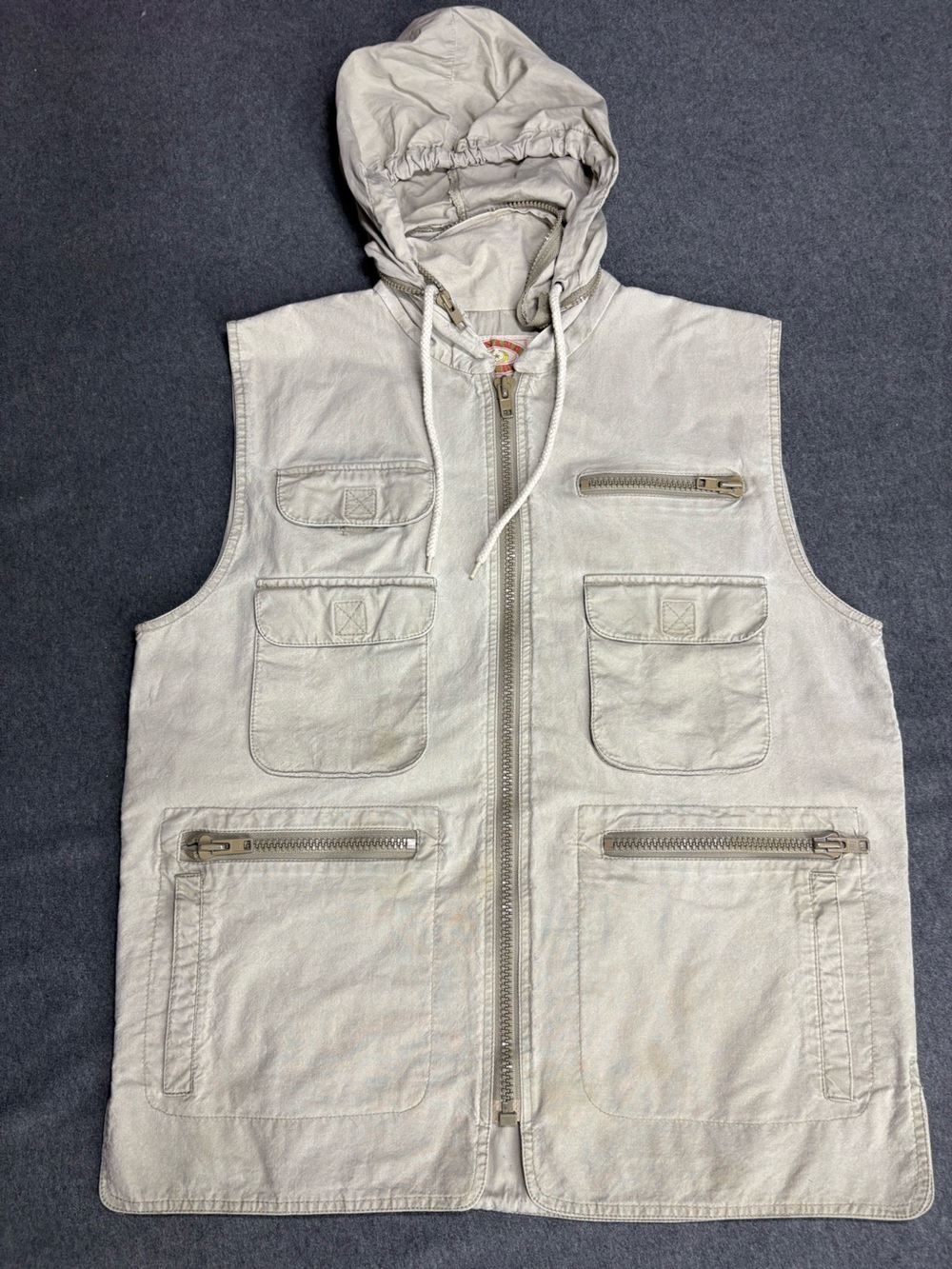 Vtg 80’s Banana Republic Safari Zip Up Vest Hooded Utility Cargo Photography M